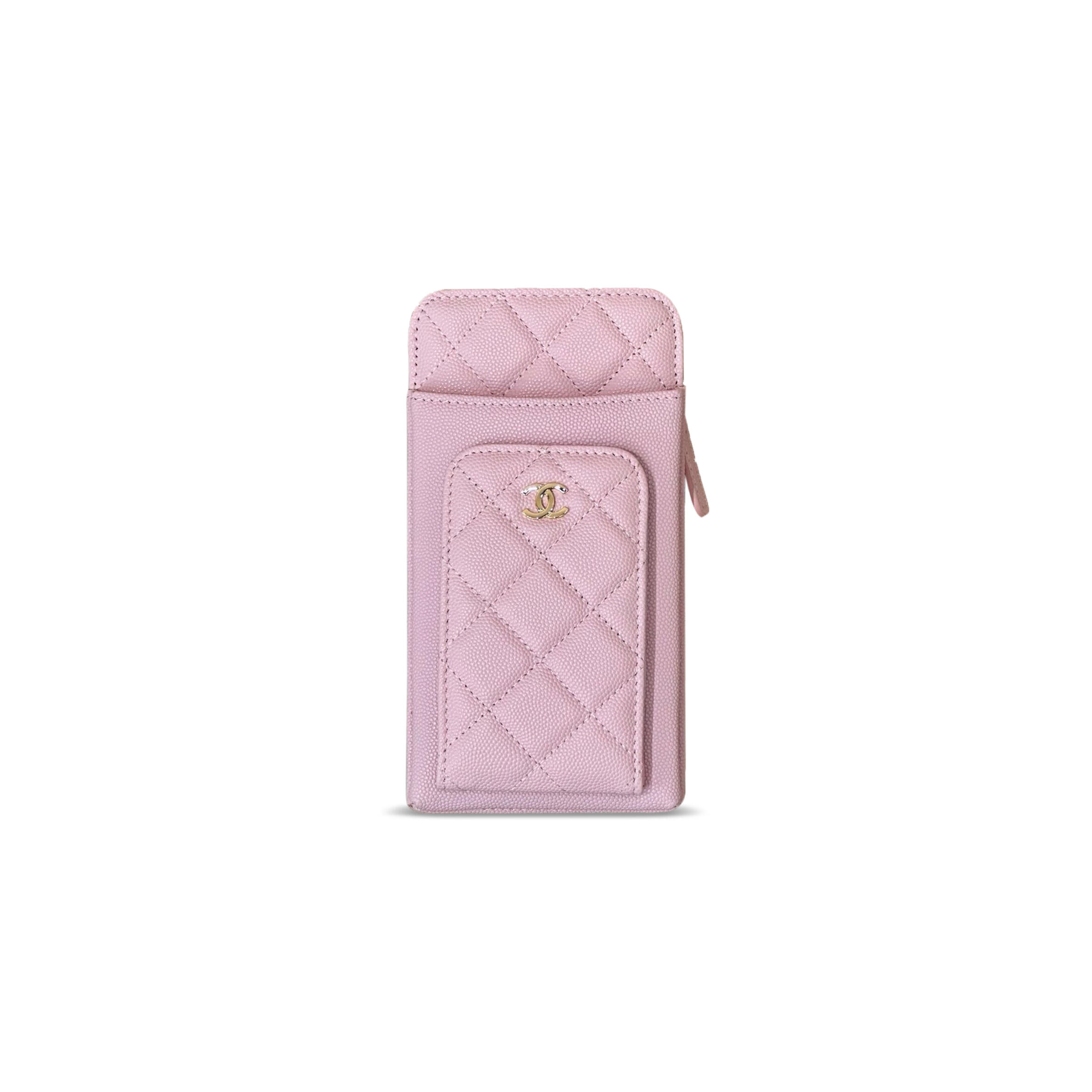 Ch**el caviar quilted cc phone holder light pink (18*10*3cm)